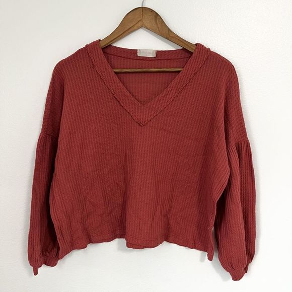 Altar'd State Sweaters - Altar’d State Coral Waffle Cropped Sweater